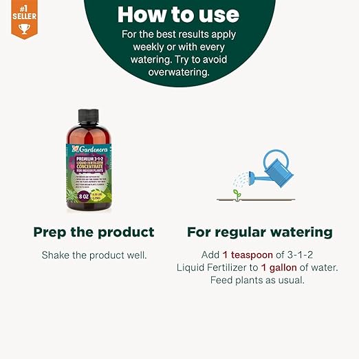 Premium Liquid Money Tree Plant Fertilizer - 3-1-2 Concentrate for Indoor Plants and Flowers by Gardenera | Organic Plant Food for Money Tree - 32oz