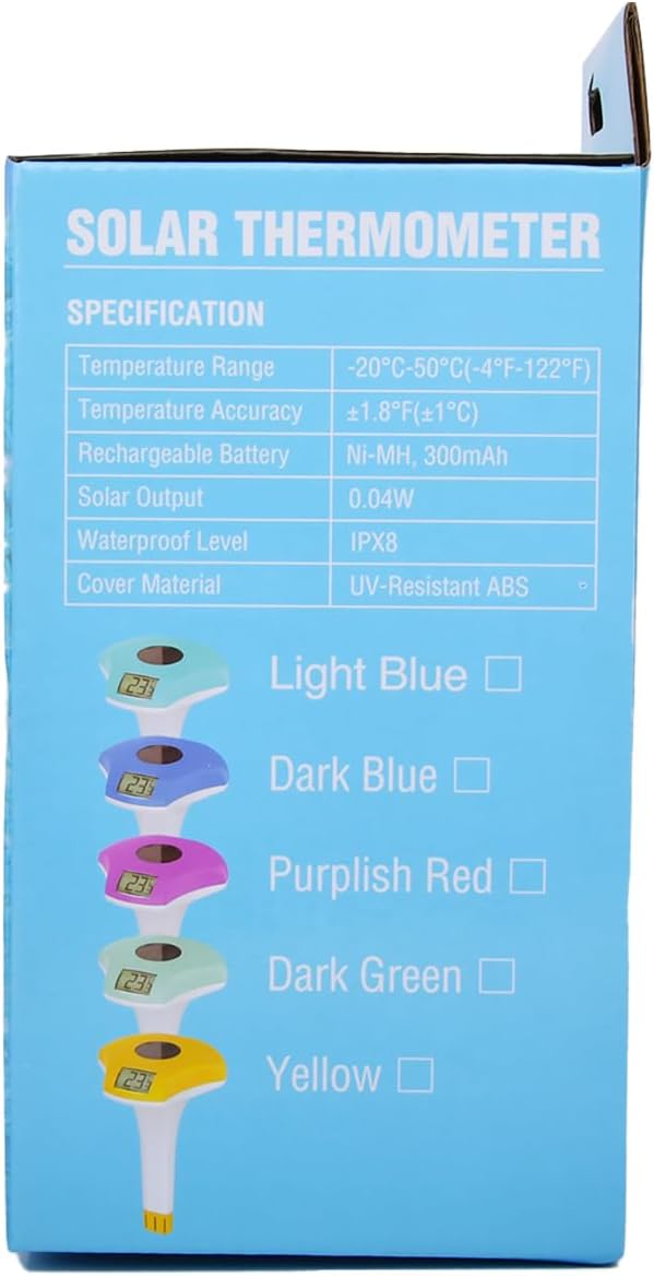 BALDR Pool Thermometer Floating Easy Read, IPX8 Waterproof, Solar Powered Digital Pool Thermometer with LCD Screen,Suitable for Swimming Pool/Hot Tub/Hot Spring/Aquarium (Purple)