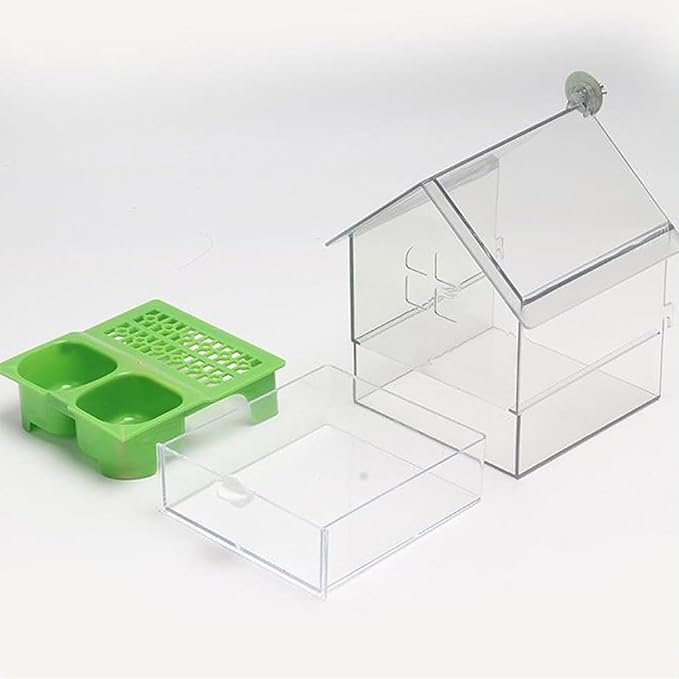 2026 New Pull-Out External Parrot Feeder, Bird Bath for Cage, 7*6*5.5in Bird Feeder House, Transparent Parakeet Cage Accessories, Easy To Fill, Clean, Long-Lasting, for Finch and Hummingbird (Green)