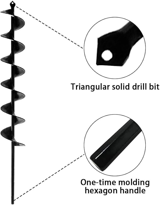 Auger Drill Bit for Planting - 3 x 24 inch Plant Auger for Cordless Drill - Bulb Planter Tool for Bulbs Planting&Holes Digging - 3/8" Hex Drive Drill
