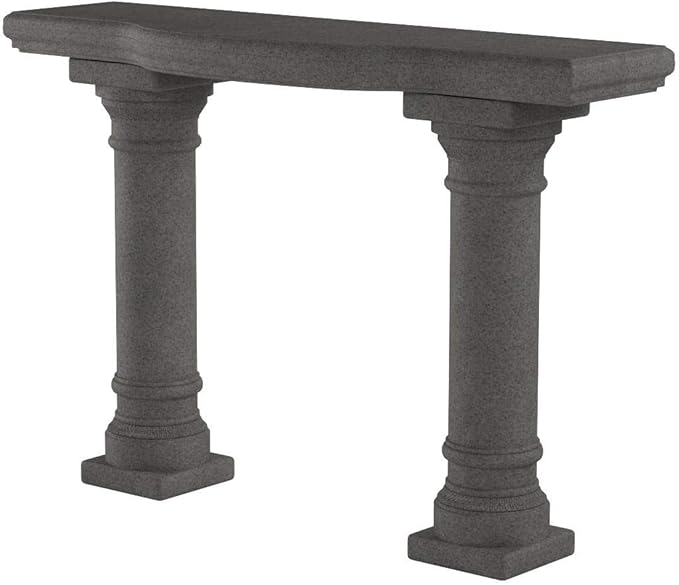 Emsco Group 2316 Lightweight Natural Sandstone Garden Shelf with Columns, 48", Granite