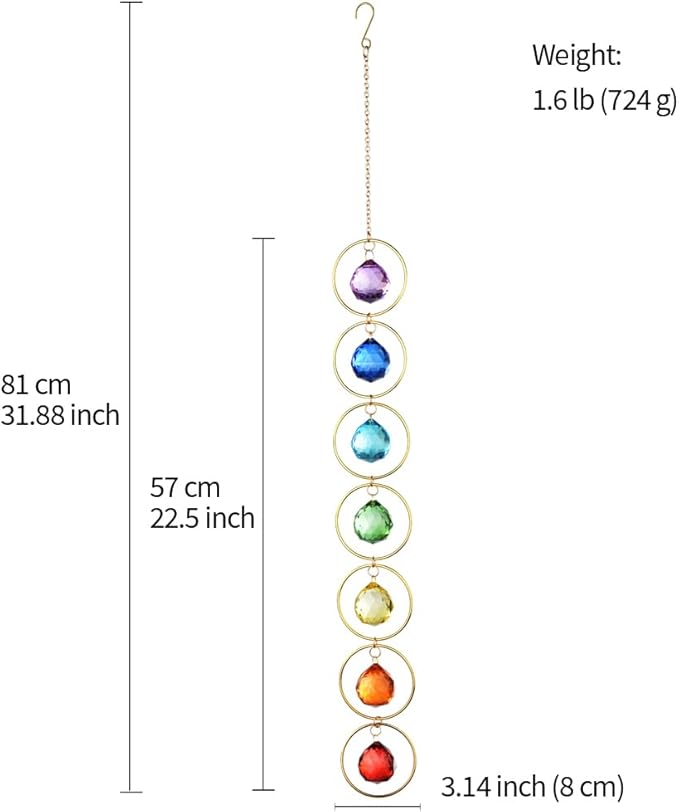 Hanging Sunlight Catcher, 7-Color Crystal Balls for Wind Chimes, 7-Chakra Crystal Ball Pendant, Chakra Window Ornament, Garden Decoration