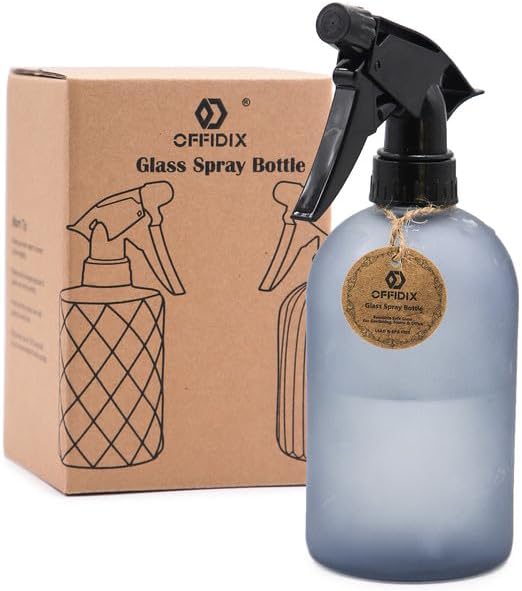 OFFIDIX Glass Spray Bottle, Fine Mist Plant Mister, Handheld Pressure Watering Can,Adjustable Nozzle Glass Spray Bottle,Handheld Spray Bottles for Garden Plants Cleaning Solutions（Gray）