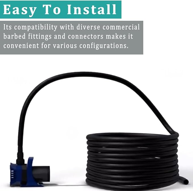 Black Vinyl Tubing 1/4” ID × 3/8” OD - 25 Feet PVC Flexible Plastic Tube Hybrid Hose, Transfer Water Air Oil for Pond Fountain Garden, Non-toxic and BPA free