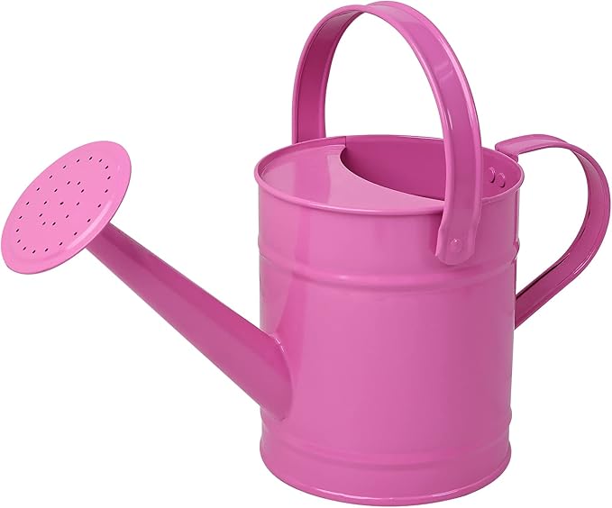 Finderomend 1.5 Liter Metal Watering Can,Iron Art for Kids Children Garden Watering Bucket Indoor Outdoor Home Office Gardening Plant Sprinkling Can (Pink)