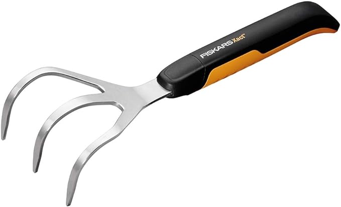 Fiskars Xact Hand Cultivator, Stainless Steel Weeder with SoftGrip Handle, Durable Garden Tool for Loosening and Aerating Soil, Ideal for Flower Beds and Garden Beds