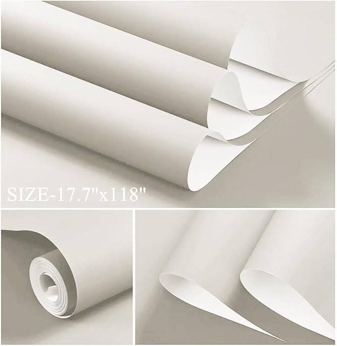 Dimoon 78.7''x17.7'' White Peel and Stick Wallpaper Contact Paper Modern Self Adhesive Wall Paper Removable Renter Friendly Textured Solid Color Shelf Cabinet Vinyl Roll (78.7''x17.7'',Off-White)