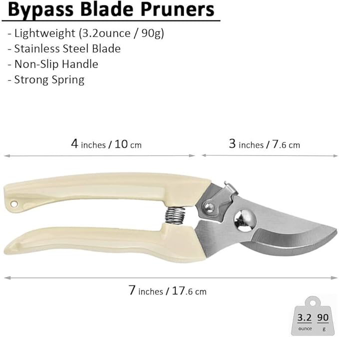 BUGUI Bypass Garden Pruning Shears - 2 Pack, Ultra Lightweight Hand Pruners Make Cut Smooth & Clean, Professional Gardening Scissors for Cutting Live Flowers, Plants, Light Branches