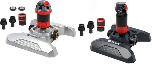 Eden 96122 Metal Adjustable 6-Pattern Mobile Rotary Gear Drive Garden Sprinkler & 94124 Multi Pattern Turbo Gear Drive Sprinkler Plus Misting System