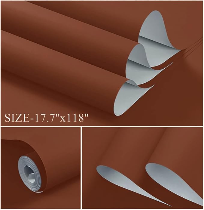 Dimoon 236''x17.7'' Orange Peel and Stick Wallpaper Contact Paper Modern Self Adhesive Wall Paper Removable Renter Friendly Textured Solid Color Shelf Cabinet Vinyl Roll (236''x17.7'',Vermilion)