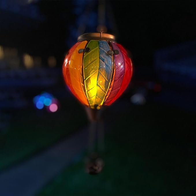 Hot Air Balloon Solar Lantern with Flickering Flame Hanging Solar Lanterns Outdoor Lights Waterproof Lanterns Decorative Garden Patio Yard Party Decor Colorful