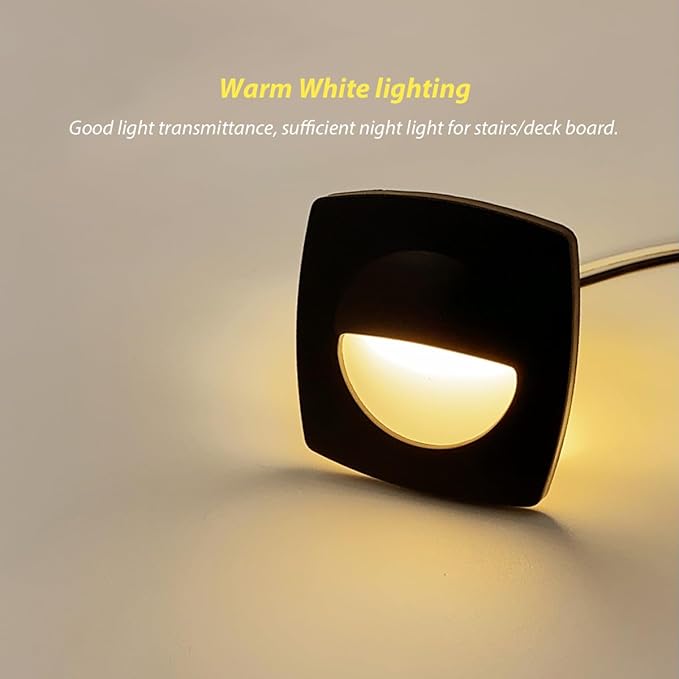 Dream lighting 12 Volt Black Waterproof LED Courtesy/Deck/Landscape Lighting Fixture for RV, Marine, Boat, Recessed Mount 0.15 Watt, IP65 Warm White Pack of 6