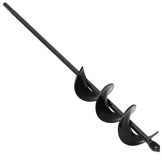 TCBWFY Auger Drill Bit for Planting,1.6"x12"Solid Shaft Garden Auger Drill Bit with Extensive Spirals,Spiral Hole Drill Bit for Planting Bulbs,Flowers,Post Holes,Earth Auger for 3/8" Hex Drive Drill