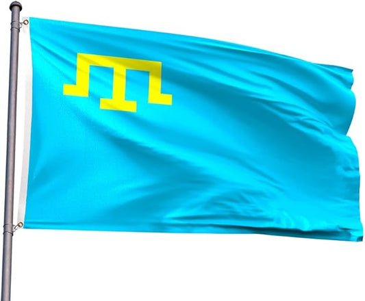 Crimea Tatar Flag 5x8FT Crimean Tatars Polyester Banner With 2 Grommets Fade Resistant Vivid Color For Patriotic Festival Events Party Decoration (Crimean Tatars, 5x8FT)