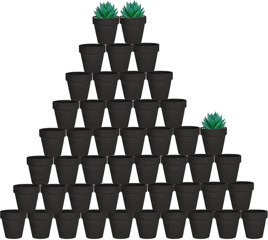 vensovo 48 Pcs Tiny Terracotta Pots - 2 inch Black Small Mini Clay Pots with Drainage Holes Flower Nursery Terra Cotta Pots for Indoor/Outdoor Succulent Plants, Crafts, Wedding Favor