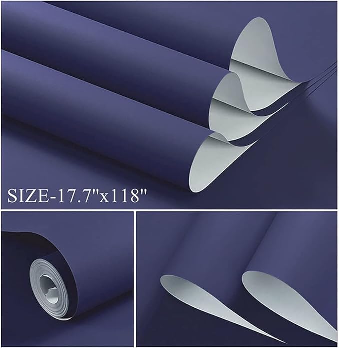 Dimoon 78.7''x17.7'' Blue Peel and Stick Wallpaper Contact Paper Modern Self Adhesive Wall Paper Removable Renter Friendly Textured Solid Color Shelf Cabinet Vinyl Roll (78.7''x17.7'',Tibetan Blue)