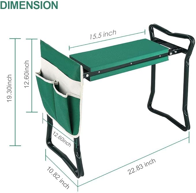 Garden Kneeler and Seat Stool Heavy Duty Garden Folding Bench with Large Tool Pocket and Soft EVA Kneeling Pad for Gardening Lovers