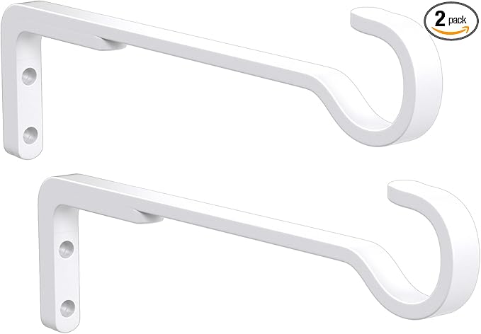 8 Inch 2 Pack White Heavy Duty Outdoor Plant Hangers for Hanging Baskets, Iron Hanging Plant Brackets for Hanging Plants Outside, Metal Plant Hooks Plant Wall Hooks for Hanging Lantern, Bird Feeder