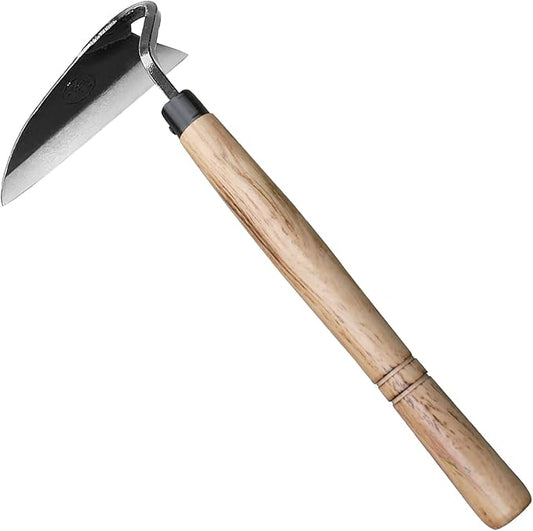 Japanese Weeding Sickle Hand Sickle，Hoe Gardening Tools for Weeding and Cultivating Weed Remover Tool High-Carbon Steel with Hard Solid Wood Handle Very Sharp (Wooden Handle)