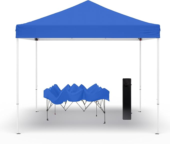 10x10ft Pop Up Canopy Tent,Heavy Duty Waterproof Folding Tent for Camping Parties Events Parties,Outdoor Canopy,Portable Sun Shelter,3 Adjustable Height(Blue)