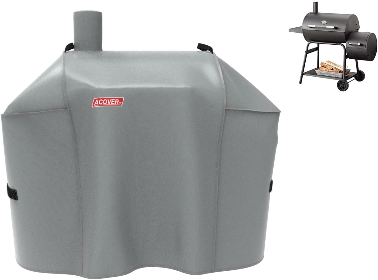 Expert Grill Offset Smoker Cover, Waterproof Grill Cover, 56.5 inch Light Gray