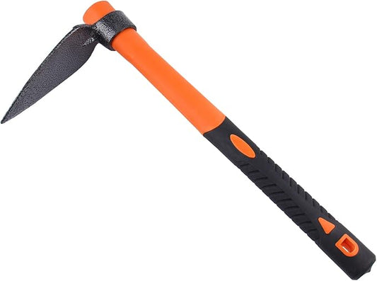 Single Head Sharp Hoe with Heavy Duty Forged Adze and Ergonomic Non-Slip Handle for Loosening Soil, Seeding, Camping Outdoor 39mm/15-Inch