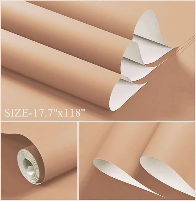Dimoon 118''x17.7'' Orange Peel and Stick Wallpaper Contact Paper Modern Self Adhesive Wall Paper Removable Renter Friendly Textured Solid Color Shelf Cabinet Vinyl Roll (118''x17.7'',Coral Orange)