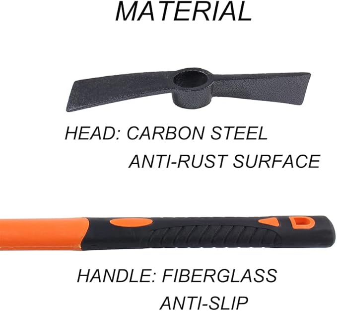 Dual Head Axe Hoe with Heavy Duty Forged Adze and Ergonomic Non-Slip Handle for Gardening, Hunting, Landscaping Outdoor 39mm/15-Inch