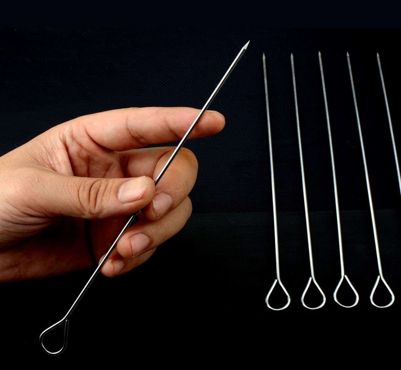 8 Inch Stainless Steel BBQ Skewers, Shish Kebab Kabob Skewers 12 pcs