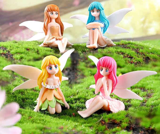 6 Pcs Garden Accessories Miniatures Fairies - Fairy Figurine Miniatures Micro Landscape Ornaments for Home Garden Cute Tiny Collectible Statues