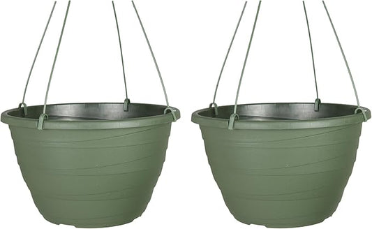 The HC Companies Wrapt Hanging Planters - Lightweight Plant Pot Hanger for Hanging Plants, Vegetables & Herbs - Outdoor & Indoor Hanging Basket for Plants (13" Green, Pack of 2)