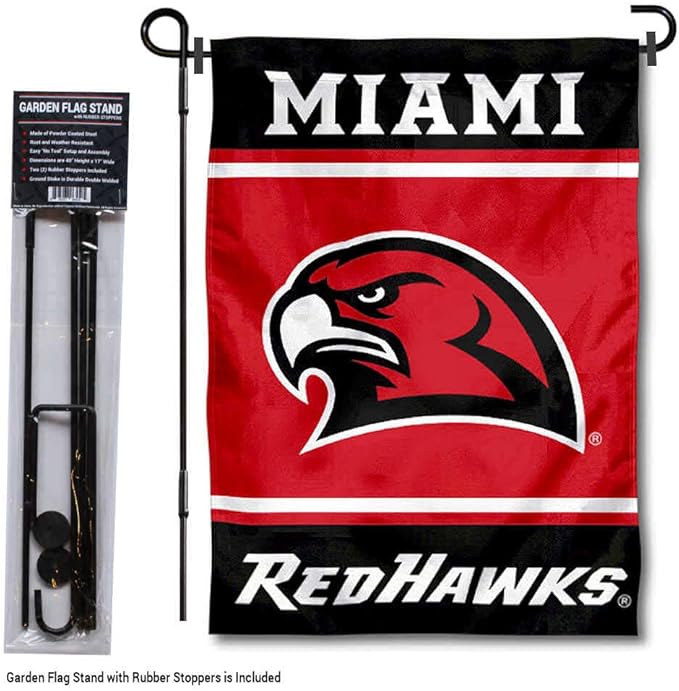 College Flags & Banners Co. Miami Redhawks Garden Flag with Stand Holder