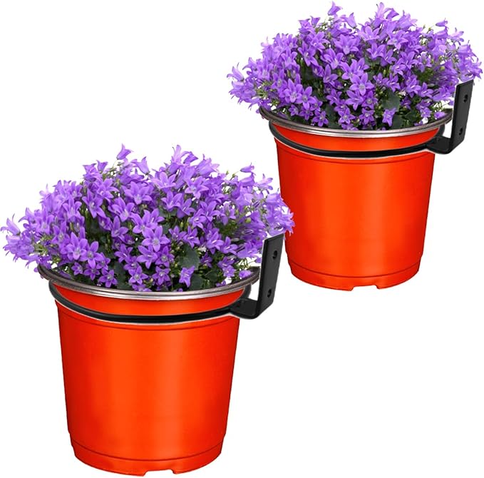 GXXMEI 6 Pack 6 Inch Wall Flower Pot Holder Ring Plant Hanger, Metal Planter Hooks Wall Mounted Bracket Heavy Duty for Outdoor Indoor