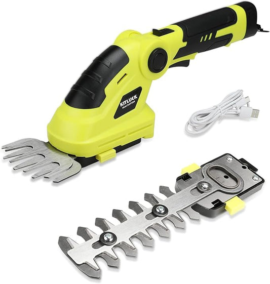 KITLUCK 8V Cordless 2-in-1 Grass Shear & Hedge Trimmer,Handheld Electric Grass Trimmer Hedge Shears/Grass Cutter Rechargeable,2000mAh Battery for Yard, Garden, Lawn Care