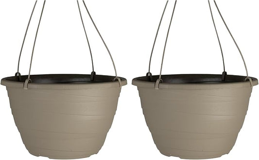 The HC Companies Wrapt Hanging Planters - Lightweight Plant Pot Hanger for Hanging Plants, Vegetables & Herbs - Outdoor & Indoor Hanging Basket for Plants (11" Pepperstone, Pack of 2)