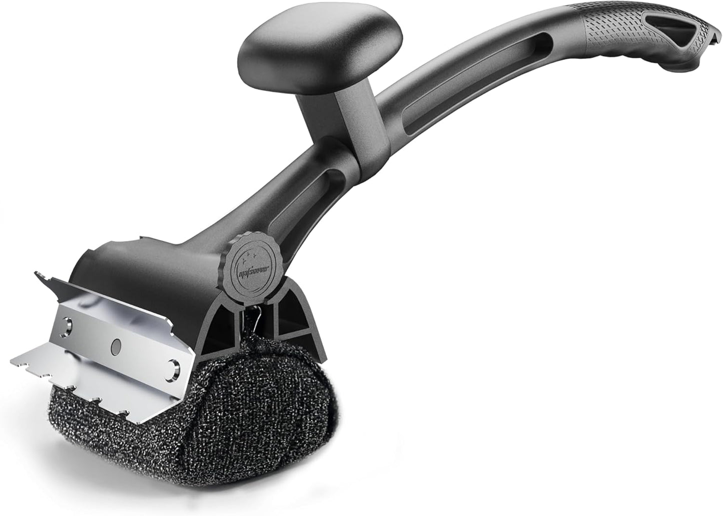 Grill Brush for Outdoor BBQ - Replaceable Bristle Free Heading + Reinforced Scraper - Safe BBQ Accessories for Porcelain/Gas/Charcoal/Smoker/Cast Iron Grill - Cleaning Brush(Black)