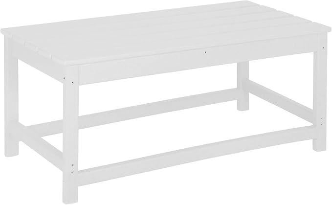 WO Home Furniture Adirondack Chairs Table Set of 3 PCS Outdoor Folding Chairs Coffee Table Weather/UV Resistant for Lawn, Garden, Bon Fire, Balcony (White)