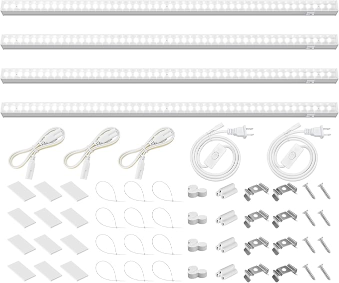 Barrina T5 Grow Lights for Indoor Plants Full Spectrum, 2FT 40W (4 X 10W) Indoor Plant Light with Separate Switch, Linkable Grow Lamp, Indoor Plant Lights for Growth with White Cover, 5000K, 4 Packs