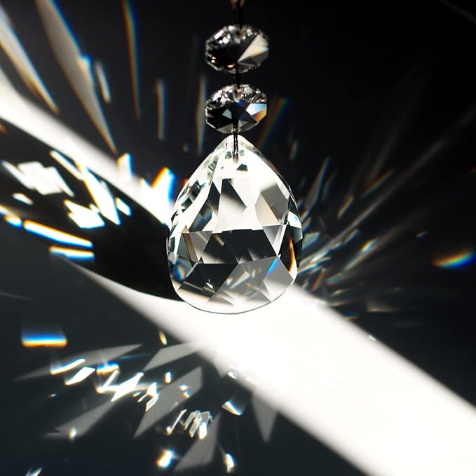 1ft 6pcs Teardrop Crystals Garland, Chandelier Hanging Crystals Beads Chain for Home Wedding Decoration Clear GOLDENHAITAI