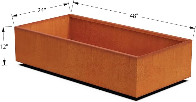 Corten Steel Planter Rectangle Outdoor Metal Garden Box Heavy Duty | Made in USA | Fully Assembled