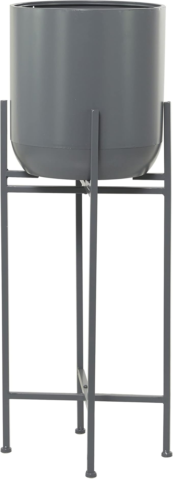 Deco 79 CosmoLiving by Cosmopolitan Metal Round Planter with Removable Stand, 13" x 13" x 36", Dark Gray