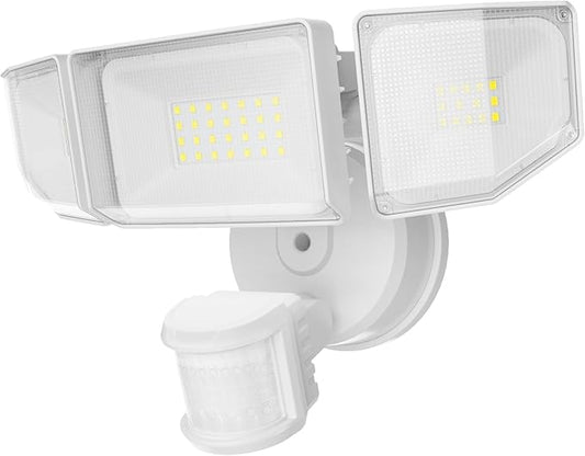 85W LED Security Lights Motion Sensor Light Outdoor, 8500LM Dusk to Dawn, IP65 Waterproof, 6500K, 3 Head Motion Detected Flood Light, Floodlight for Outside, Garage, Yard, Porch (White)