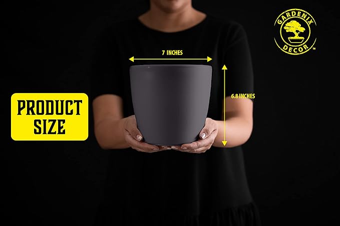 GARDENIX DECOR 7'' Self Watering planters for Indoor Plants - with Water Level Indicator for Flower Pot , Grow Tracking Tool - Coco Coir - Gray 3 Pack