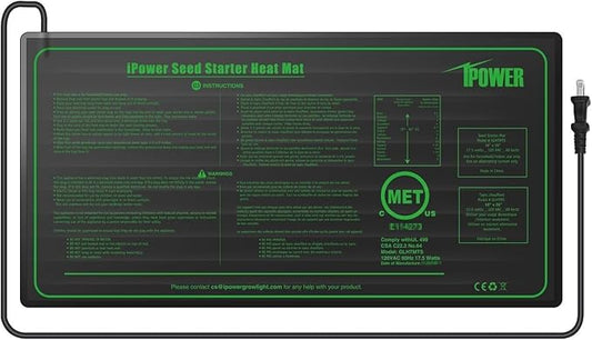 iPower GLHTMTS Durable Waterproof Seedling Heat Mat Warm Hydroponic Plant Germination Starting Pad, 10"x 20", Black