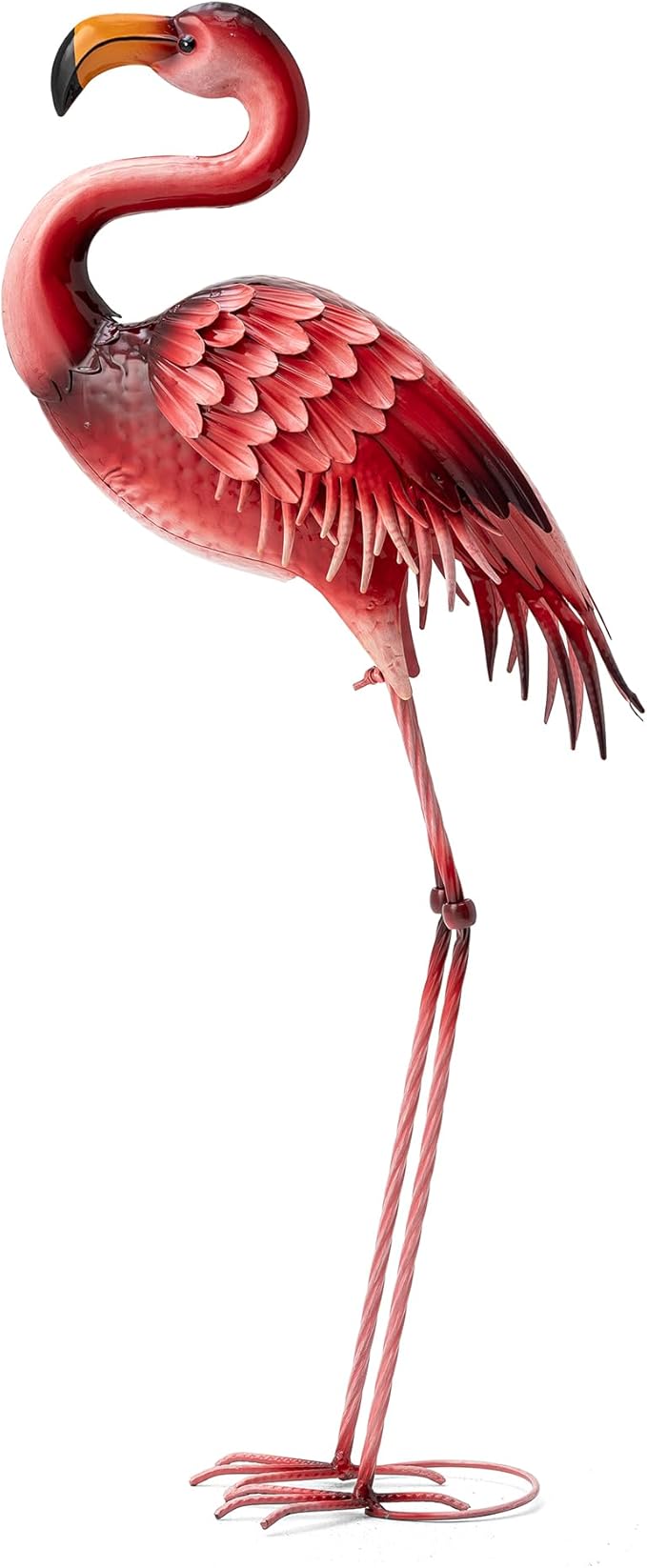 Glitzhome Metal Standing Flamingo Garden Statue with Stakes Outdoor Decorative Sign, 36.25" H