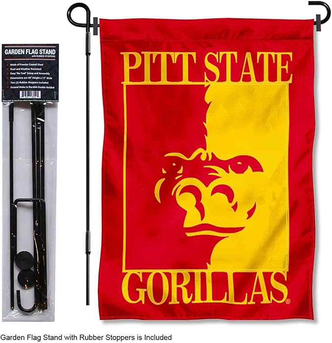 College Flags & Banners Co. Pittsburg State Gorillas Garden Flag with Pole Stand Holder