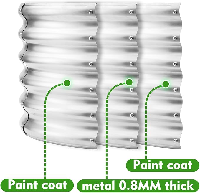 17" Tall Round Outdoor Garden Raised Garden Bed Kits- 0.8MM Thick Metal Raised Planter Bed/Ground Planter Box for Variety of Flowers,Herbs,Vegetables (Silver, 40 inches Diameter)