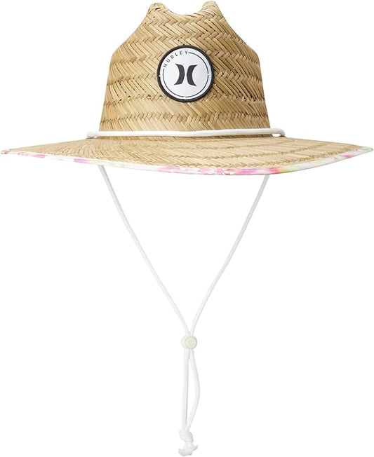 Hurley Women's Straw Hats - Real Straw Hat Medium Brim and Adjustable Chin Strap