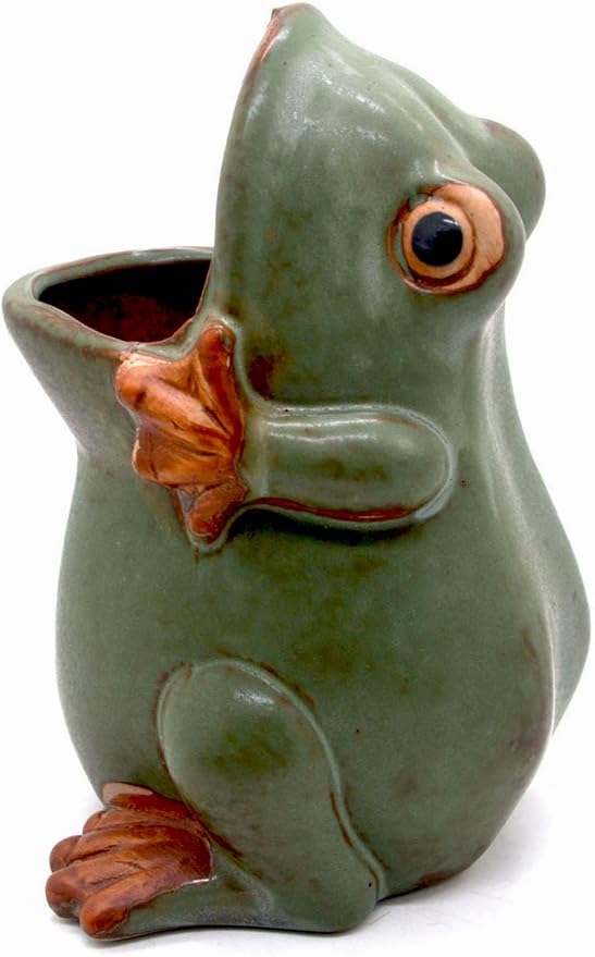 7" Ceramic Frog Shaped Plant Pot/Bonsai Pot/Flower Pot/Succulent Planter/Candy Dish/Pencil Holder Frog Decor Multipurpose Pot