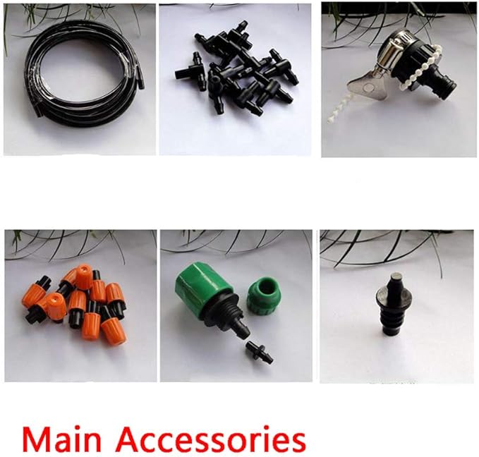 Drip Irrigation kit Plant Watering System Gravity Fed Irrigation Water Drip Setfor Garden Greenhouse Yard Lawn Home or Vacation Use 10M 8/11" Tube 10 Nozzles